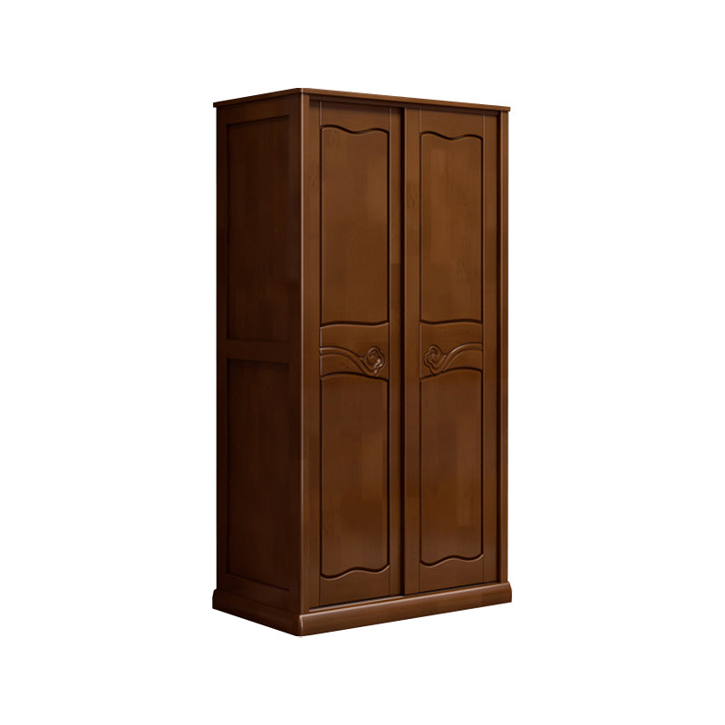 Traditional Sliding Wardrobe Cabinet Rubberwood Wardrobe Armoire