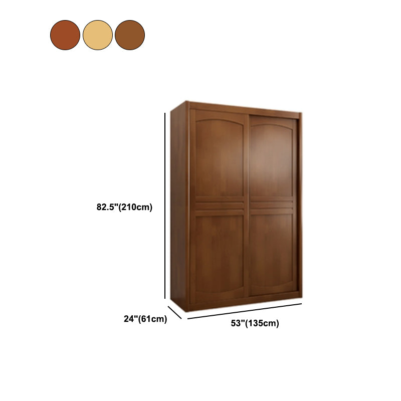 Traditional Sliding Wardrobe Cabinet Rubberwood Wardrobe Armoire
