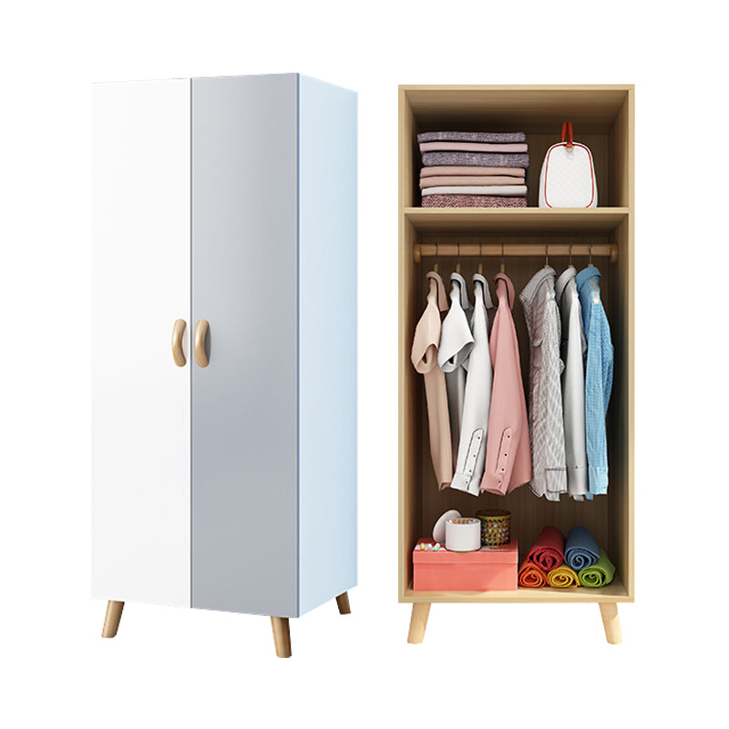 Modern Hinged Door Wardrobe for Bedroom Matte Finish Cabinet with Wood Legs