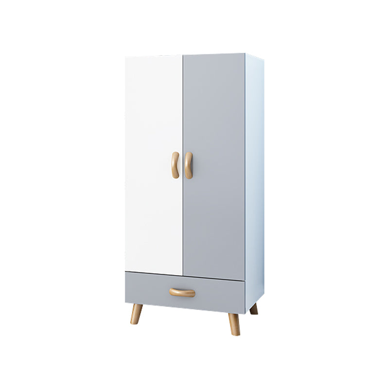 Modern Hinged Door Wardrobe for Bedroom Matte Finish Cabinet with Wood Legs