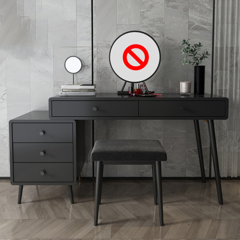 Wood and Metal Vanity Table with Stool Accent 5 Drawers Makeup Desk