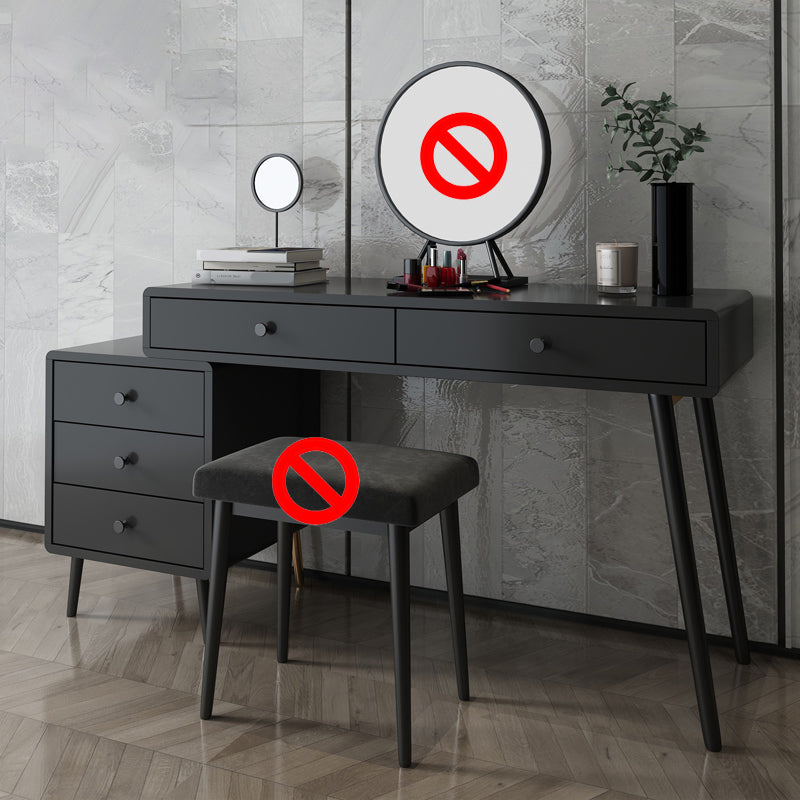 Wood and Metal Vanity Table with Stool Accent 5 Drawers Makeup Desk