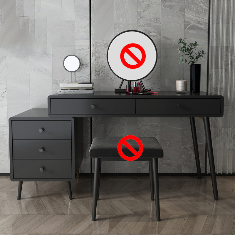 Wood and Metal Vanity Table with Stool Accent 5 Drawers Makeup Desk