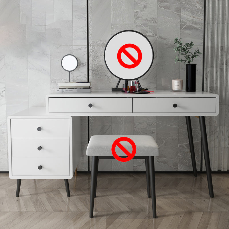 Wood and Metal Vanity Table with Stool Accent 5 Drawers Makeup Desk