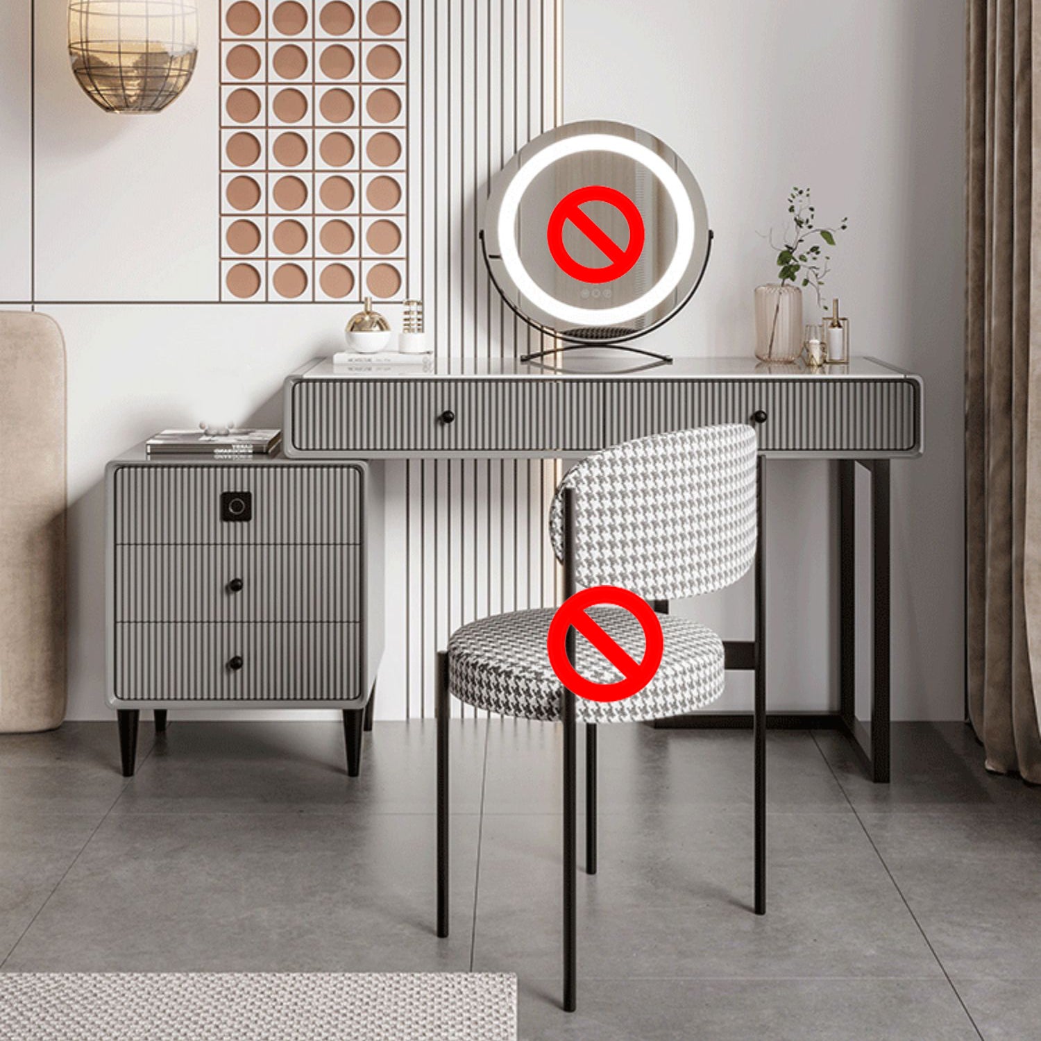 5 Wood Drawers Makeup Table Desk Vanity Stone Top Vanity Table