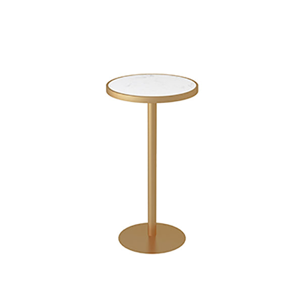 Marble Top Bar Table with Gold Metal Pedestal Glam Pub Table for Small Places