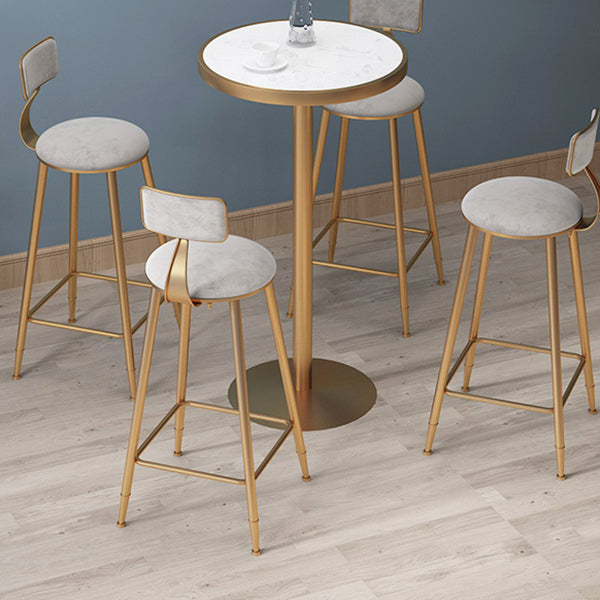 Marble Top Bar Table with Gold Metal Pedestal Glam Pub Table for Small Places