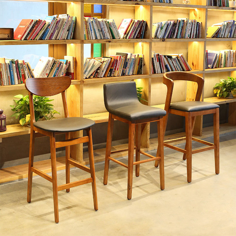 Modern Wood Stool Backrest Counter Stool Fabric Upholstered Furniture for Restaurant