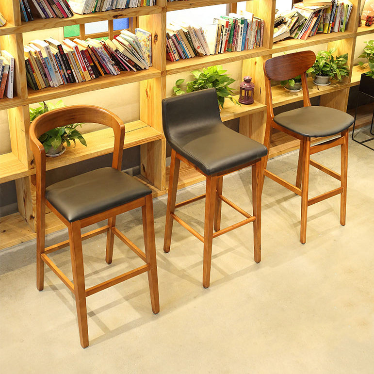 Modern Wood Stool Backrest Counter Stool Fabric Upholstered Furniture for Restaurant