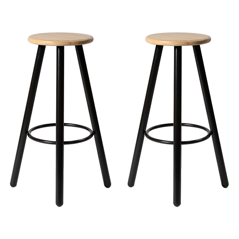 Modern Round Bar & Counter Stool Dining Room Footrest Wood Counter-height Stool