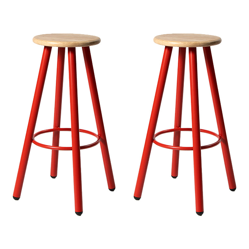 Modern Round Bar & Counter Stool Dining Room Footrest Wood Counter-height Stool