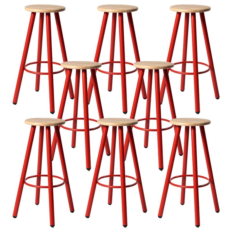 Modern Round Bar & Counter Stool Dining Room Footrest Wood Counter-height Stool