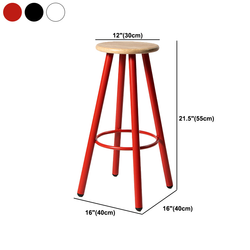 Modern Round Bar & Counter Stool Dining Room Footrest Wood Counter-height Stool