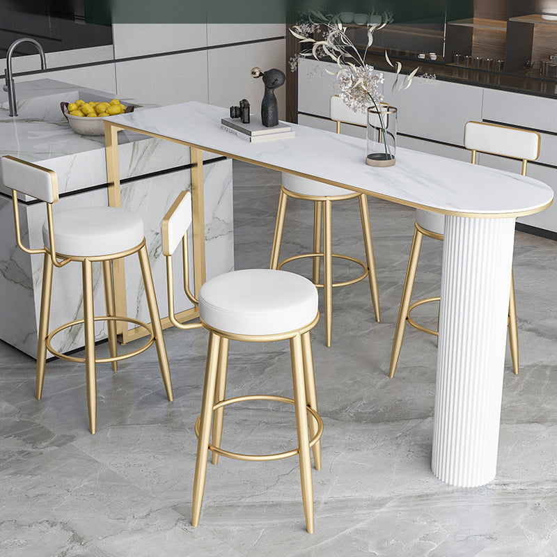 Modern Backrest Armless Counter Stool Iron Kitchen Bar Stool with Leather Cushion