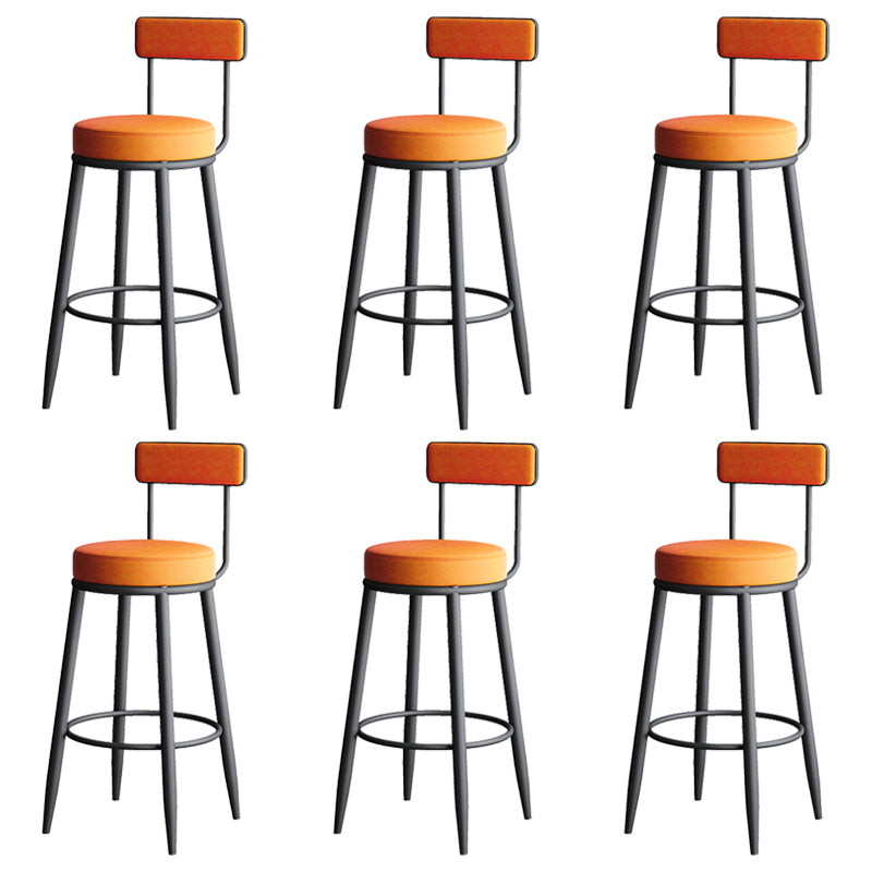 Modern Backrest Armless Counter Stool Iron Kitchen Bar Stool with Leather Cushion