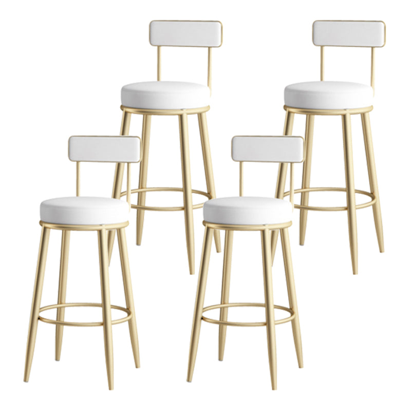 Modern Backrest Armless Counter Stool Iron Kitchen Bar Stool with Leather Cushion