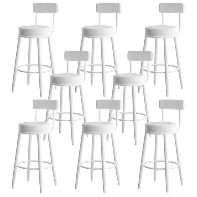 Modern Backrest Armless Counter Stool Iron Kitchen Bar Stool with Leather Cushion