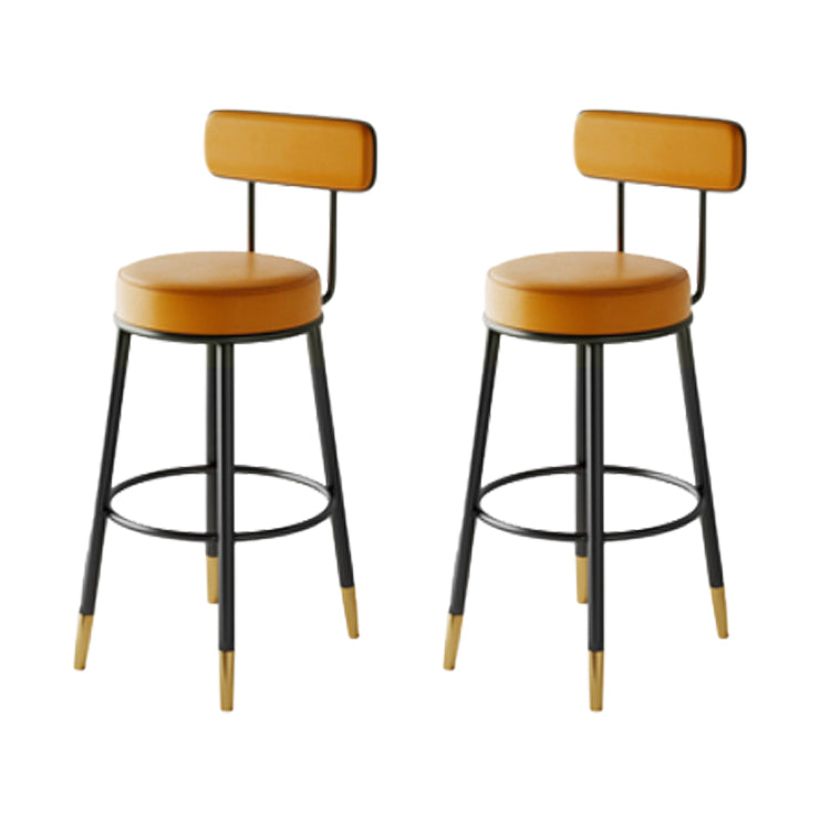 Modern Backrest Armless Counter Stool Iron Kitchen Bar Stool with Leather Cushion
