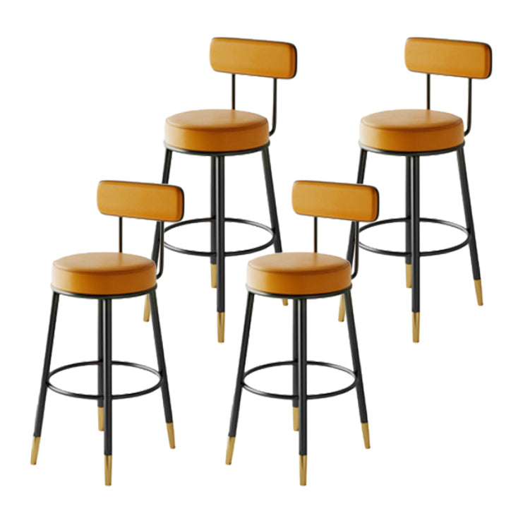 Modern Backrest Armless Counter Stool Iron Kitchen Bar Stool with Leather Cushion