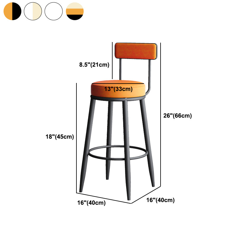 Modern Backrest Armless Counter Stool Iron Kitchen Bar Stool with Leather Cushion