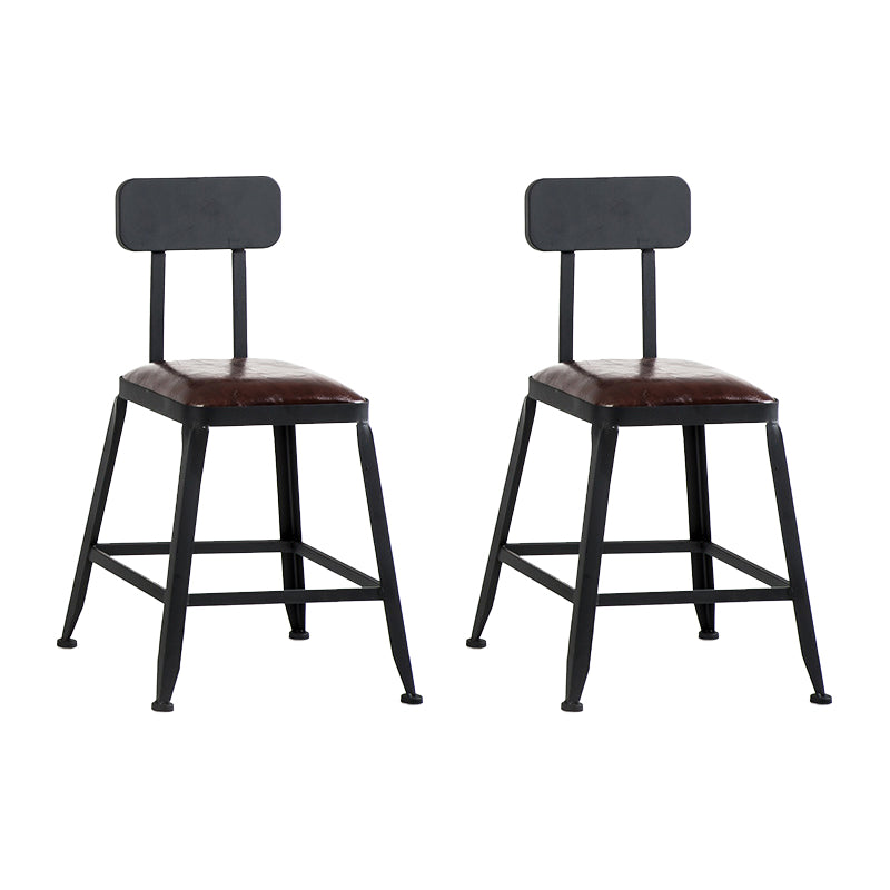 Industrial Metal Barstool Faux Leather Backless Counter Stool with Iorn 4 Legs