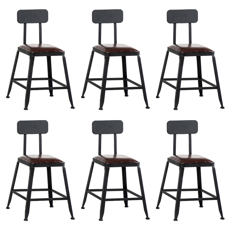 Industrial Metal Barstool Faux Leather Backless Counter Stool with Iorn 4 Legs