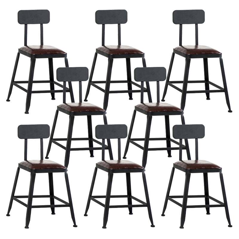Industrial Metal Barstool Faux Leather Backless Counter Stool with Iorn 4 Legs