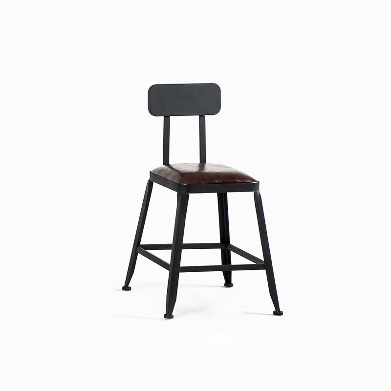Industrial Metal Barstool Faux Leather Backless Counter Stool with Iorn 4 Legs