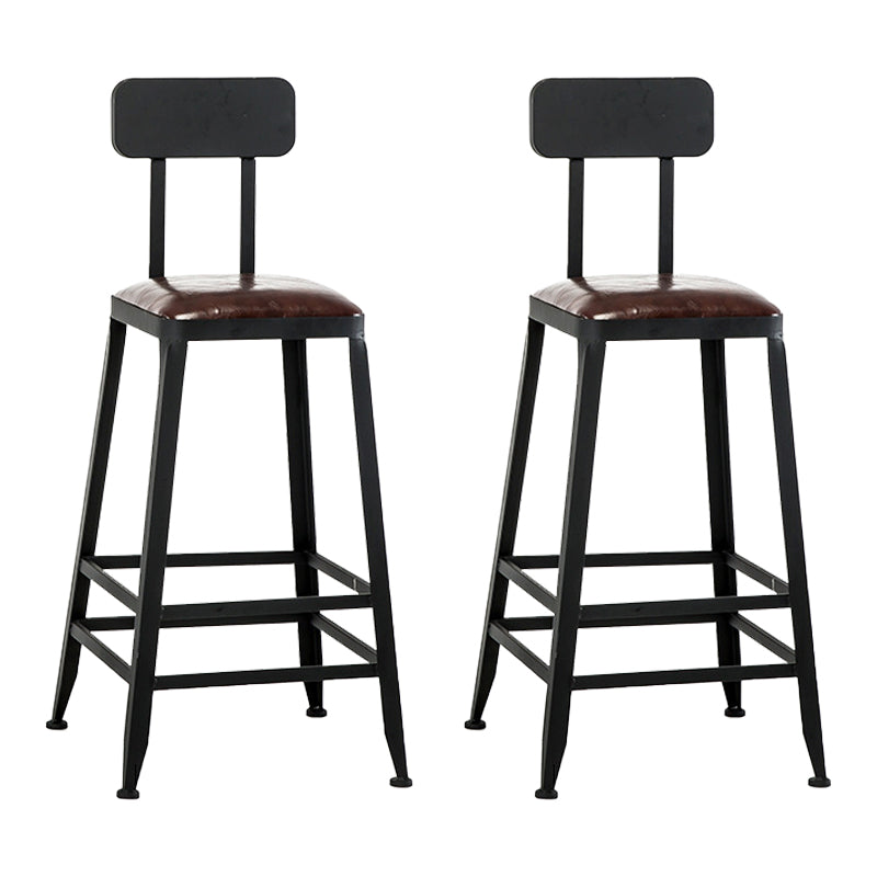 Industrial Metal Barstool Faux Leather Backless Counter Stool with Iorn 4 Legs