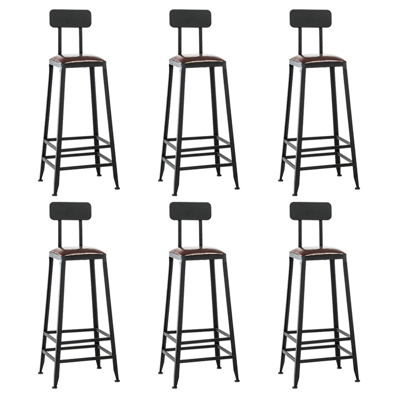 Industrial Metal Barstool Faux Leather Backless Counter Stool with Iorn 4 Legs