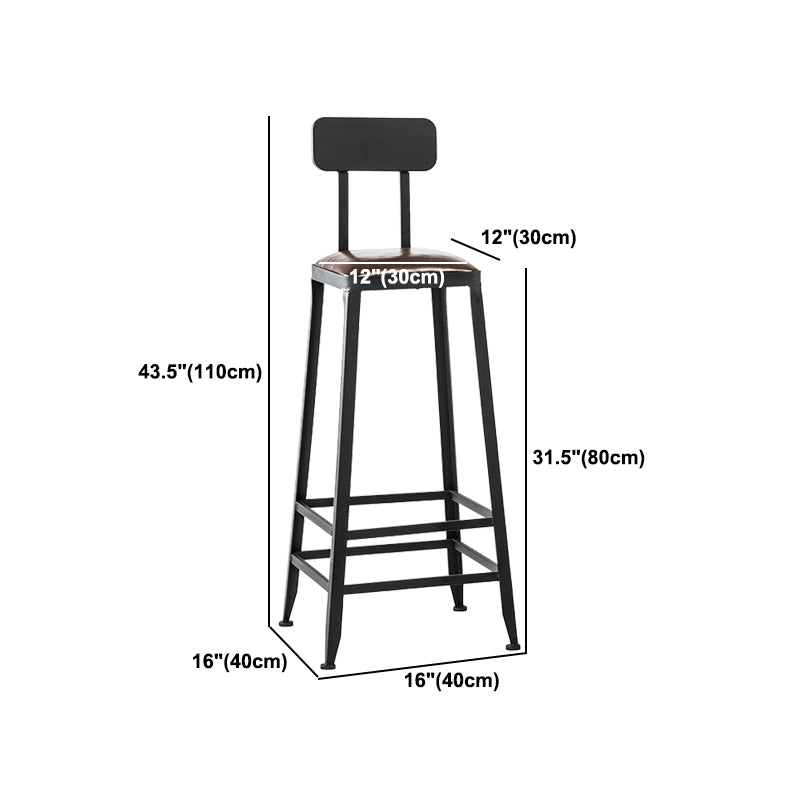Industrial Metal Barstool Faux Leather Backless Counter Stool with Iorn 4 Legs