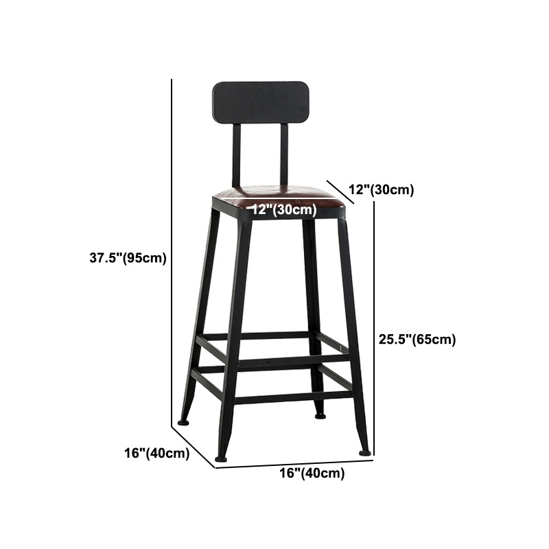Industrial Metal Barstool Faux Leather Backless Counter Stool with Iorn 4 Legs