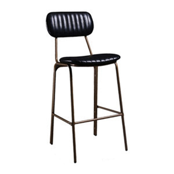 Industrial Metal Barstool Faux Leather Footrest Low Back Counter Stool with Iorn 4 Legs