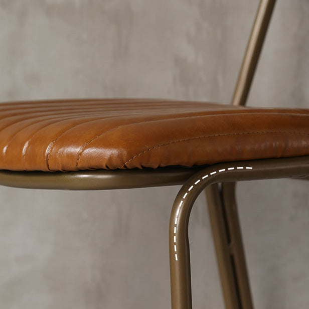 Industrial Metal Barstool Faux Leather Footrest Low Back Counter Stool with Iorn 4 Legs