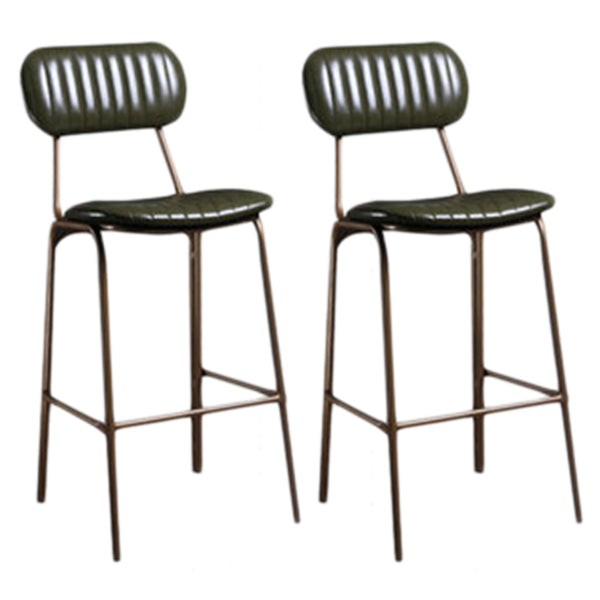 Industrial Metal Barstool Faux Leather Footrest Low Back Counter Stool with Iorn 4 Legs