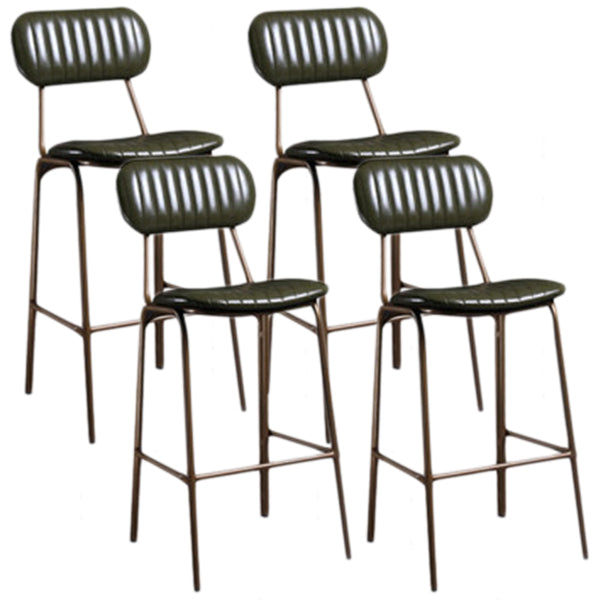 Industrial Metal Barstool Faux Leather Footrest Low Back Counter Stool with Iorn 4 Legs