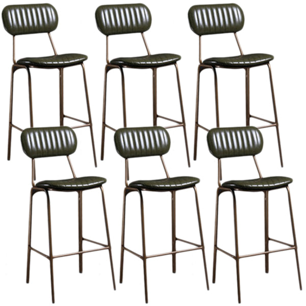 Industrial Metal Barstool Faux Leather Footrest Low Back Counter Stool with Iorn 4 Legs