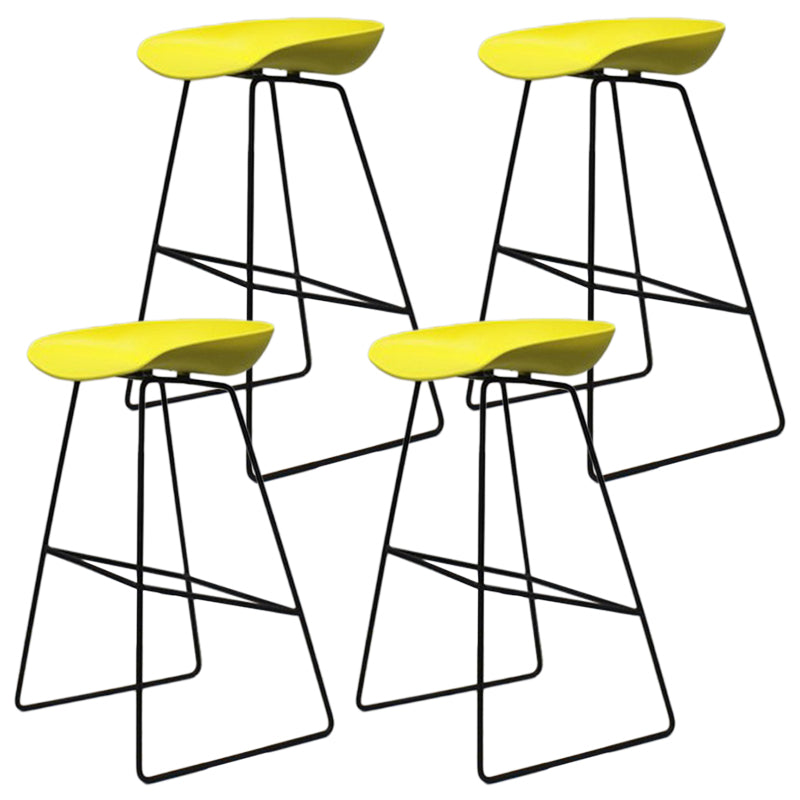 Contemporary Metal Counter Stool Plastic Low Back Furniture with Iorn 4 Legs