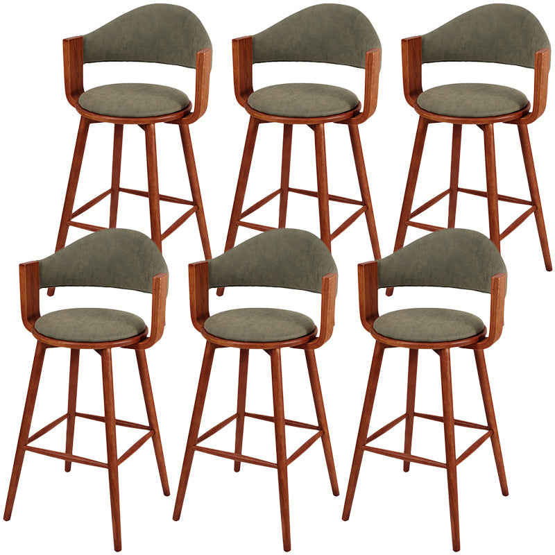 Contemporary Green Wood Stool Faux Leather Furniture Low Back with 4 Wood Legs