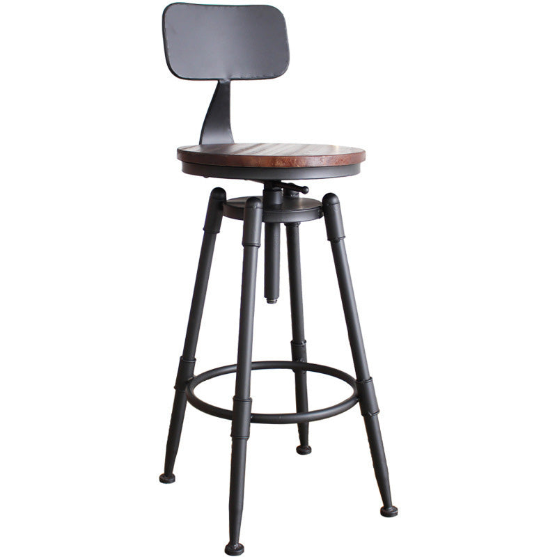 Industrial Metal Barstool Faux Leather Low Back Counter Stool with Iorn 4 Legs