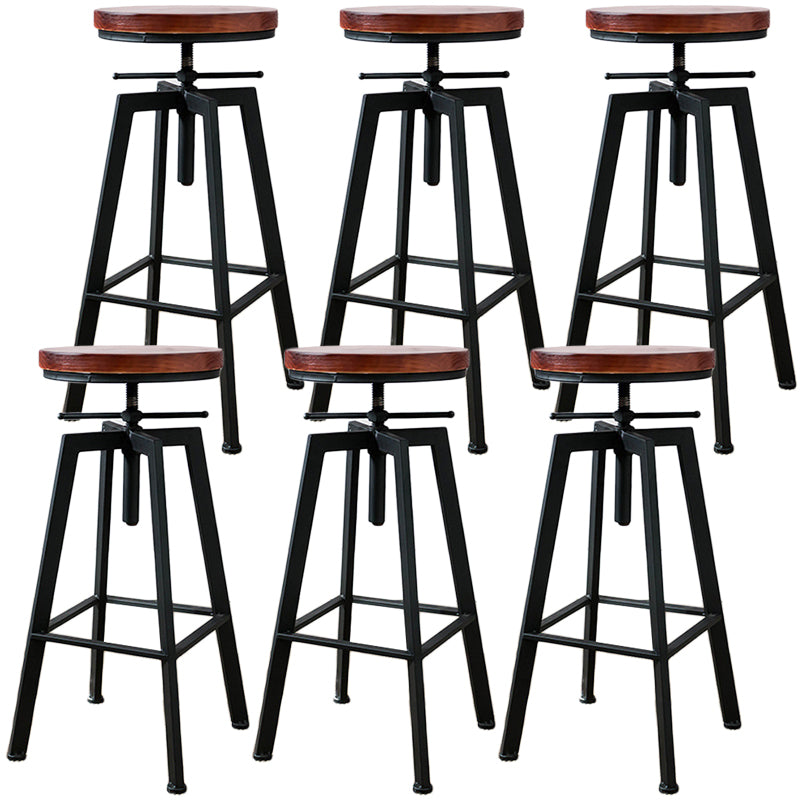 Industrial Metal Barstool Faux Leather Low Back Counter Stool with Iorn 4 Legs