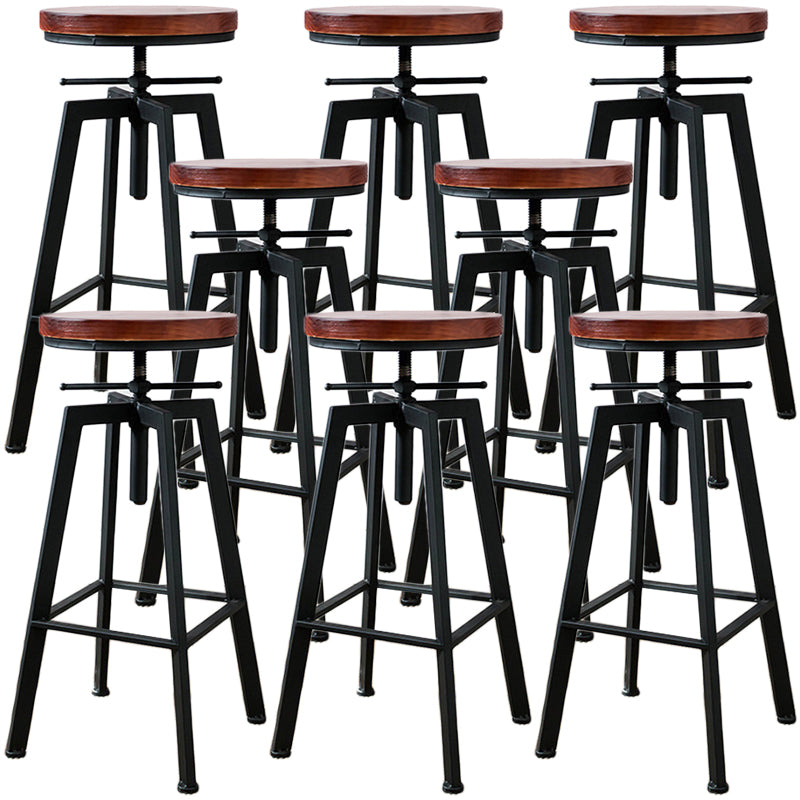 Industrial Metal Barstool Faux Leather Low Back Counter Stool with Iorn 4 Legs