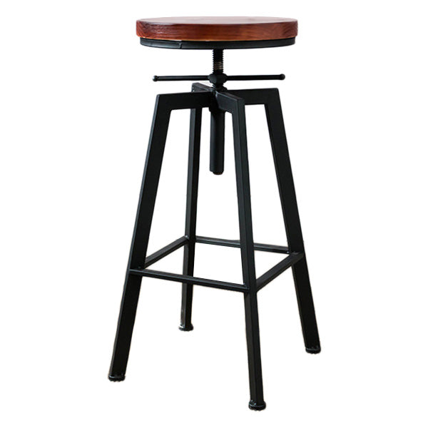Industrial Metal Barstool Faux Leather Low Back Counter Stool with Iorn 4 Legs