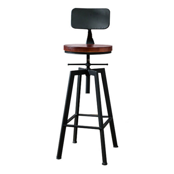 Industrial Metal Barstool Faux Leather Low Back Counter Stool with Iorn 4 Legs