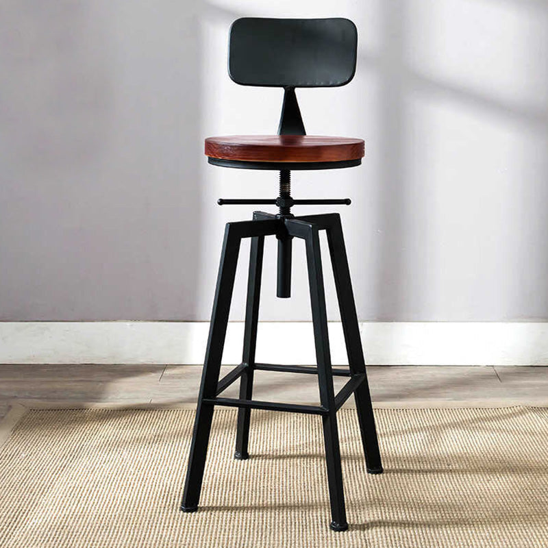 Industrial Metal Barstool Faux Leather Low Back Counter Stool with Iorn 4 Legs