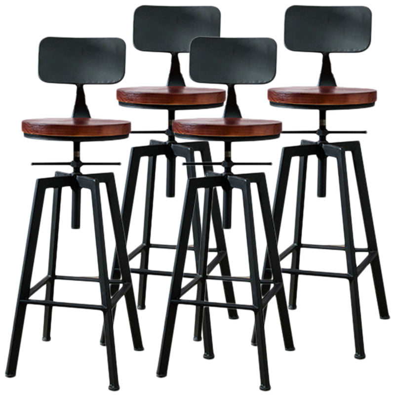 Industrial Metal Barstool Faux Leather Low Back Counter Stool with Iorn 4 Legs