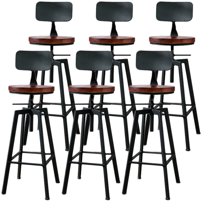 Industrial Metal Barstool Faux Leather Low Back Counter Stool with Iorn 4 Legs