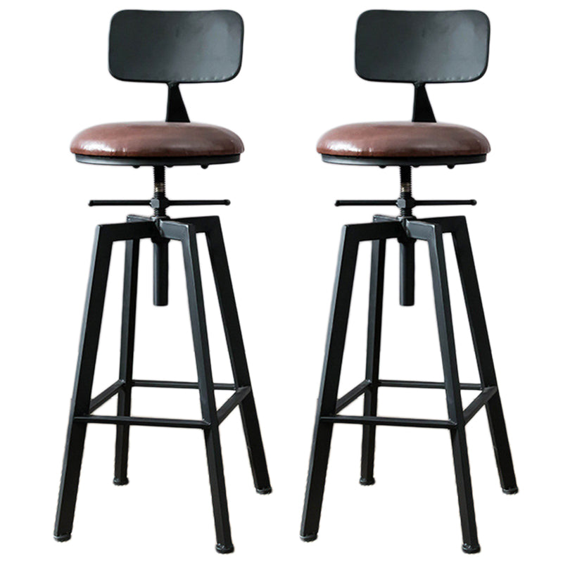 Industrial Metal Barstool Faux Leather Low Back Counter Stool with Iorn 4 Legs