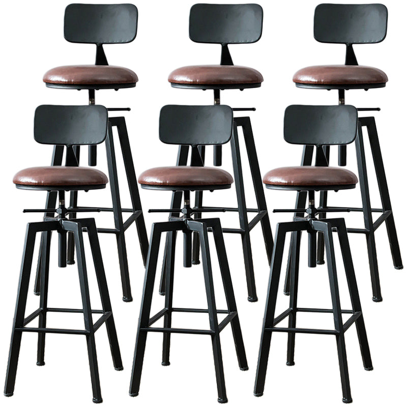 Industrial Metal Barstool Faux Leather Low Back Counter Stool with Iorn 4 Legs
