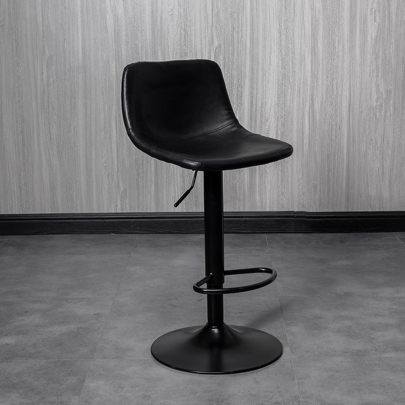 Scandinavian Metal Stool Faux Leather Upholstered Counter Stool in Matte Finish for Indoor